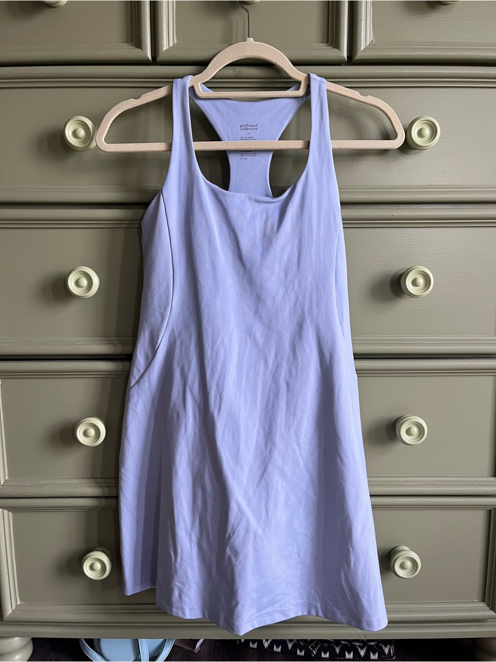 girlfriend collective light blue racerback active dress